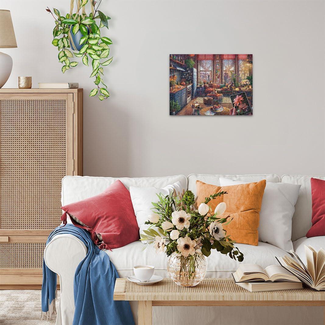 imageRavensburger Cozy Boho Studio 500 Piece Large Format Jigsaw Puzzle Charming Studio with a View Bright Homey Imagery Frameable Premium Quality Puzzles for Adults