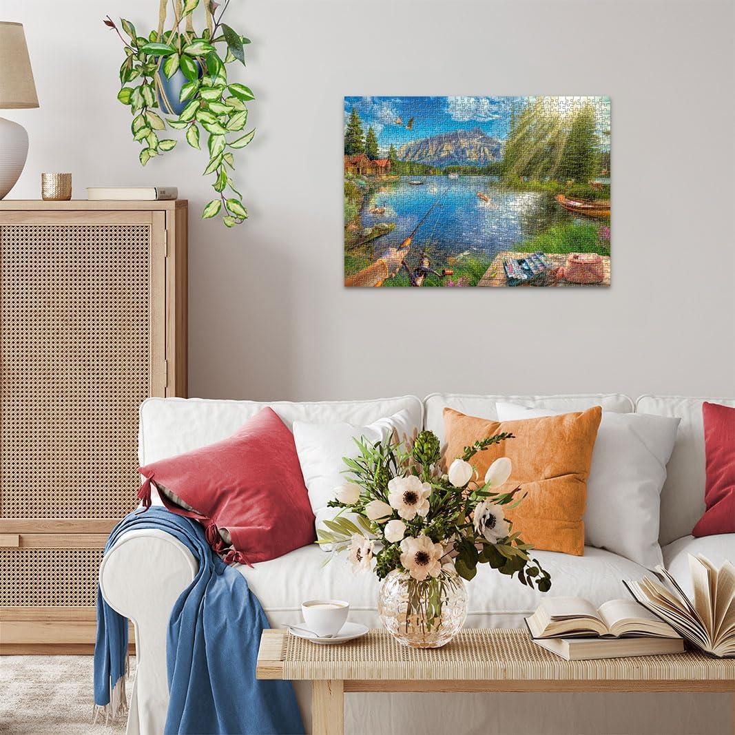 imageRavensburger Life at The Lake 1000 Piece Jigsaw Puzzle Stunning Imagery of The Favorite Fishing Spot Vibrant Colors Frameable Premium Quality Puzzles for Adults