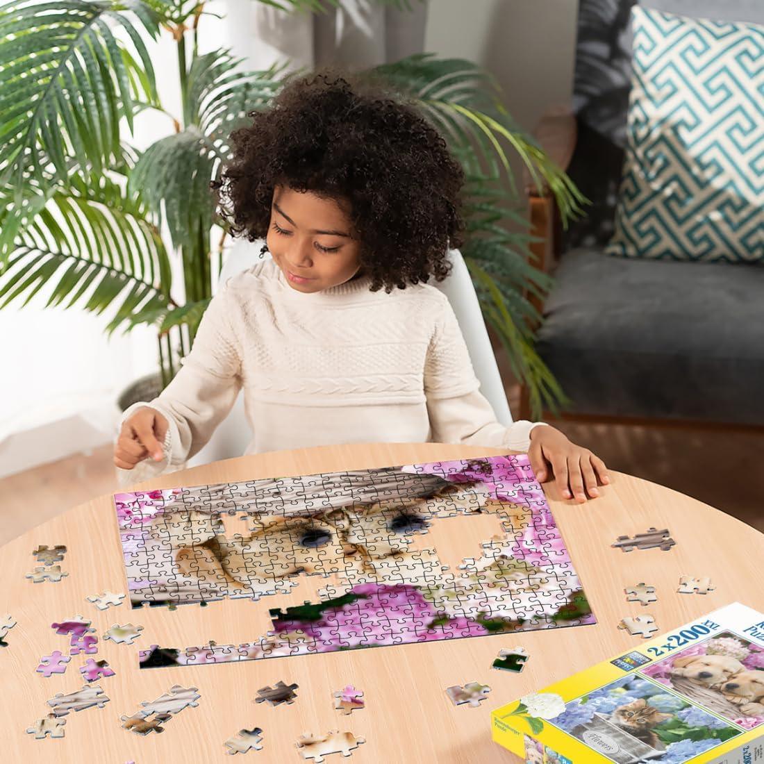 imageRavensburger Puppies ampamp Kitties 200 Piece Jigsaw Puzzle 2 Pack XXL Pieces Easier Assembly Adorable Huggable Pups ampamp Kittens Premium Quality Ideal Gift ScreenFree Fun Children Age 8