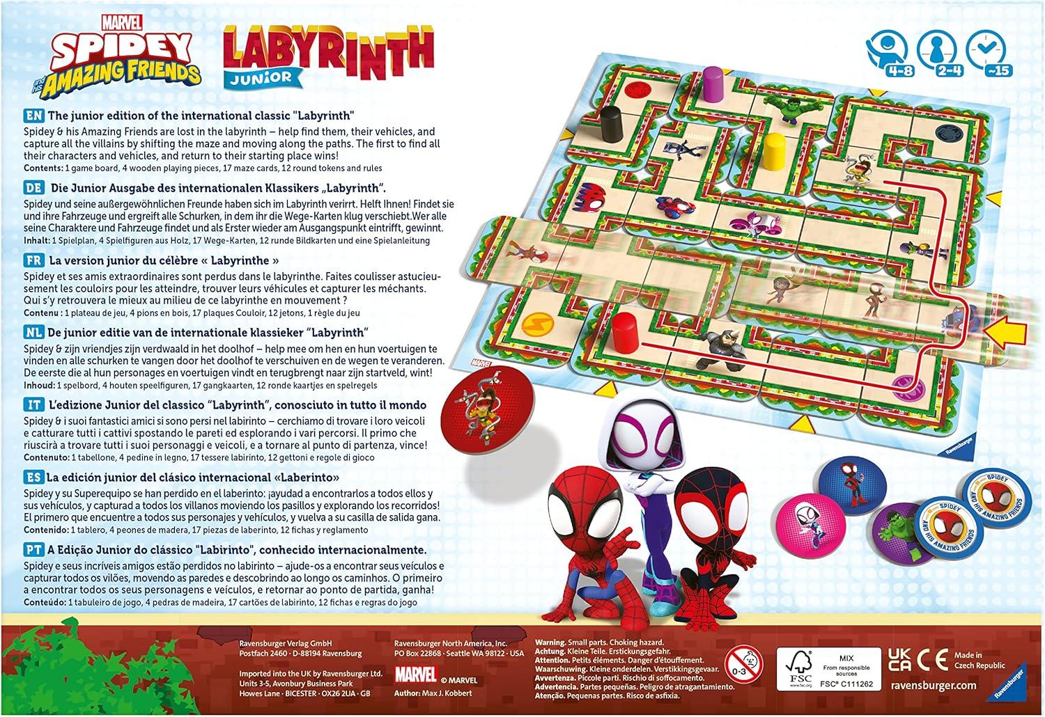 imageRavensburger Spidey and His Amazing Friends Labyrinth Junior Game Engaging Brain Teaser for Kids Interactive Puzzle Game Ideal Gift for Boys and Girls Aged 4