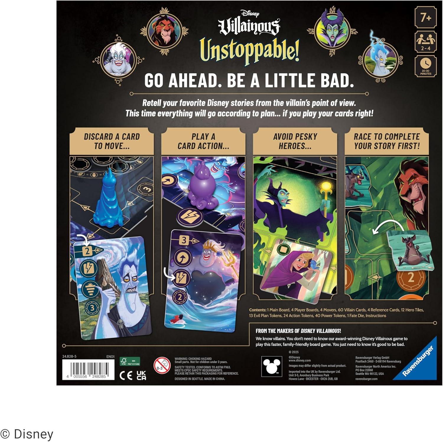 imageRavensburger 24828 Disney Villainous Unstoppable A Disney Villainous Family Game Simple Board Game in The Villainous Universe for 24 Players Aged 7