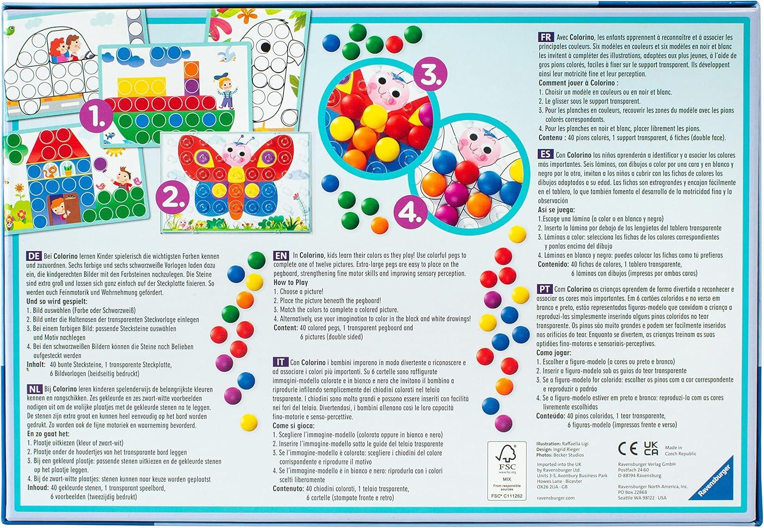 imageRavensburger Colorino Engaging Color Recognition Game for Kids Enhances Creativity Promotes Fine Motor Skills Trusted Quality MindStimulating Activity for Ages 2 and Up