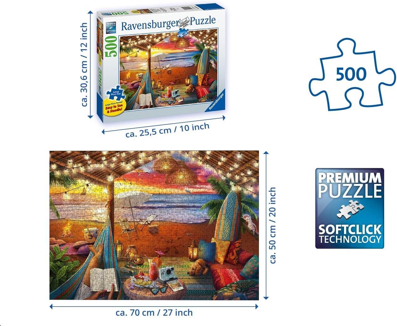 imageRavensburger Cozy Cabana Puzzle Tranquil 500Piece Jigsaw Unique Softclick Technology Large Format FSCCertified Materials Ideal Family Fun ActivityFormat