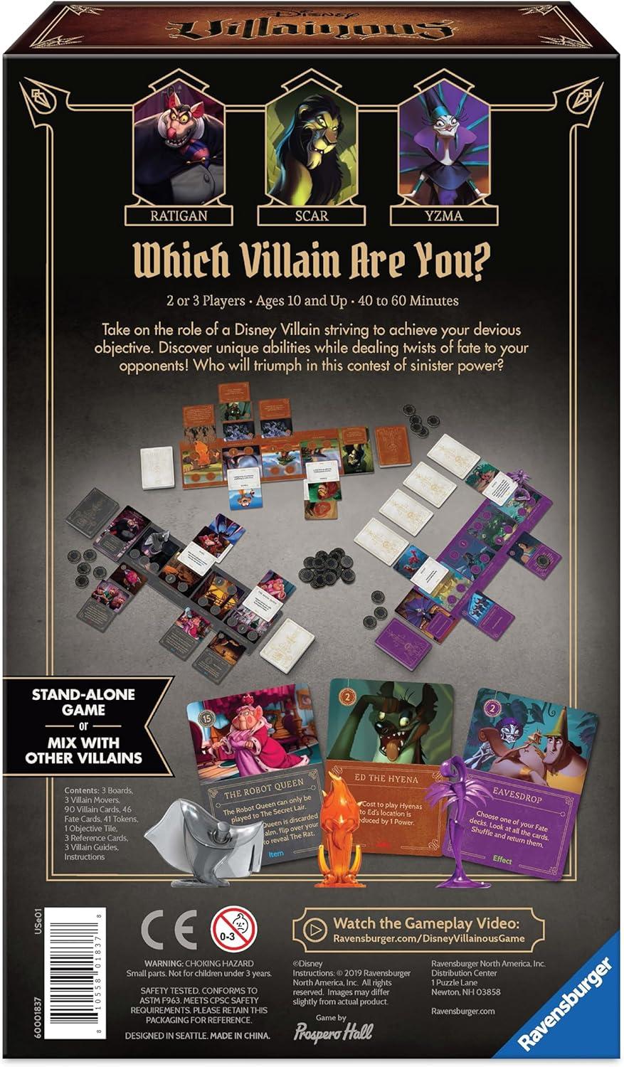 imageRavensburger Disney Villainous Evil Comes Prepared Strategy Board Game Play as StandAlone or with Other Villainous Games with Scar Ratigan and Yzma 2019 Toy of The Year Award Ages 10