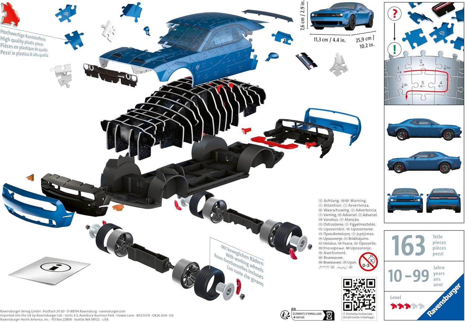 imageRavensburger Dodge Challenger SRT Hellcat Redeye Widebody 108 Piece 3D Jigsaw Puzzle for Kids and Adult 11283 Easy Click Technology Means Pieces Fit Together Perfectly