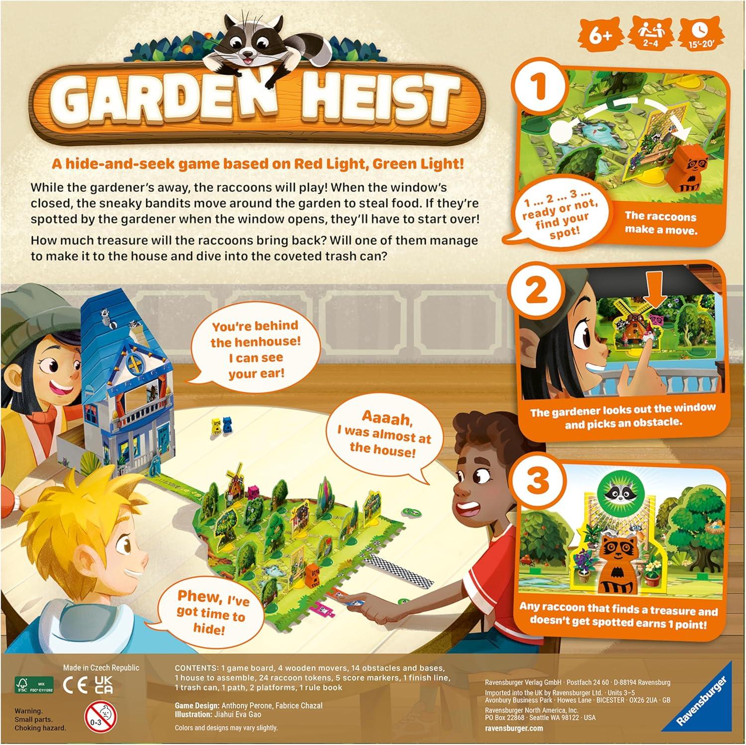 imageRavensburger Garden Heist Board Game for Kids Ages 6 and Up Family Fun Hide and Seek with Raccoons