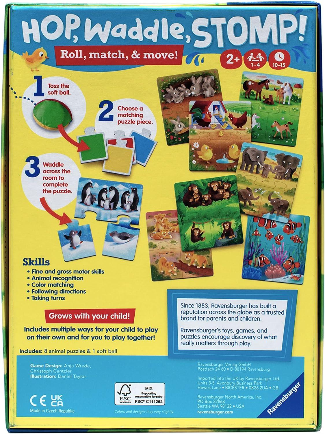 imageRavensburger Hop Waddle Stomp Entertaining Animal Puzzle Game for Kids Skill Development Engaging Play Trustworthy Quality Ideal for Ages 2 and Up