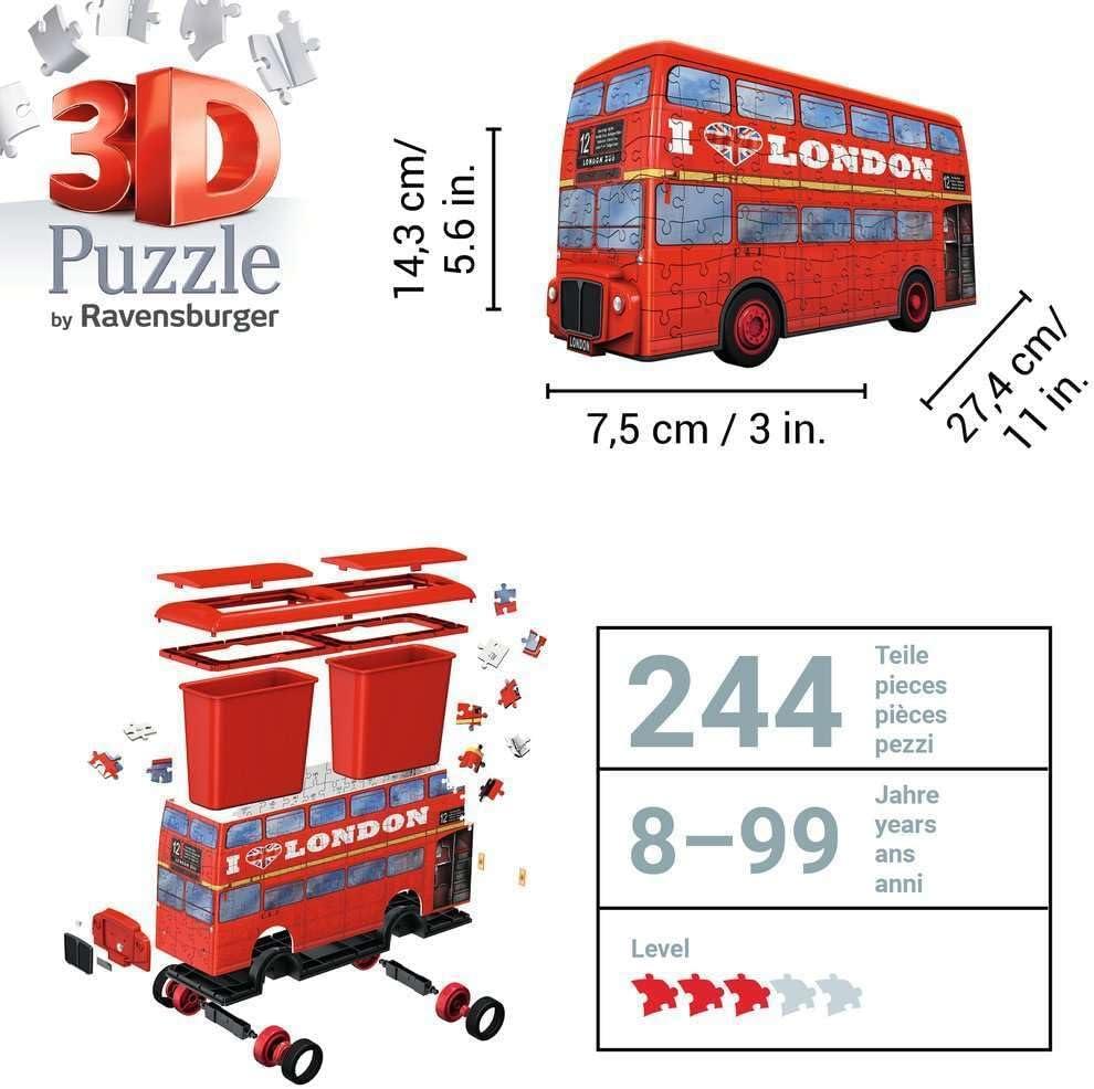 imageRavensburger London Bus 216 Piece 3D Jigsaw Puzzle for Kids and Adults 12534 Great for Any Birthday Holiday or Special OccasionRed London Bus 3D Puzzle