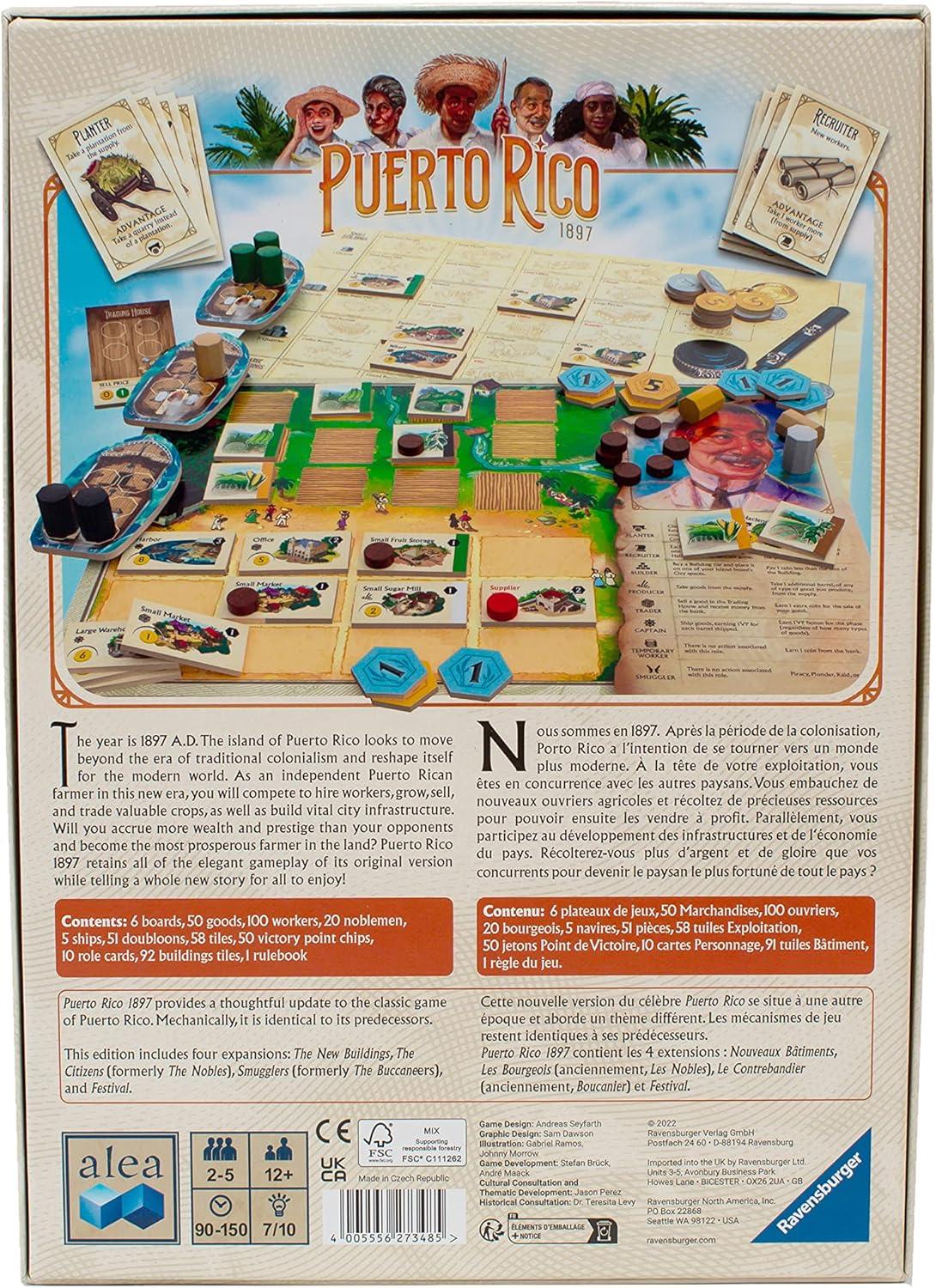 imageRavensburger Puerto Rico 1897 Board Game Strategic Gameplay for Kids and Adults Enhanced with New Art and Storyline Expanded Content for Increased Challenge Ideal for Ages 12 and Up