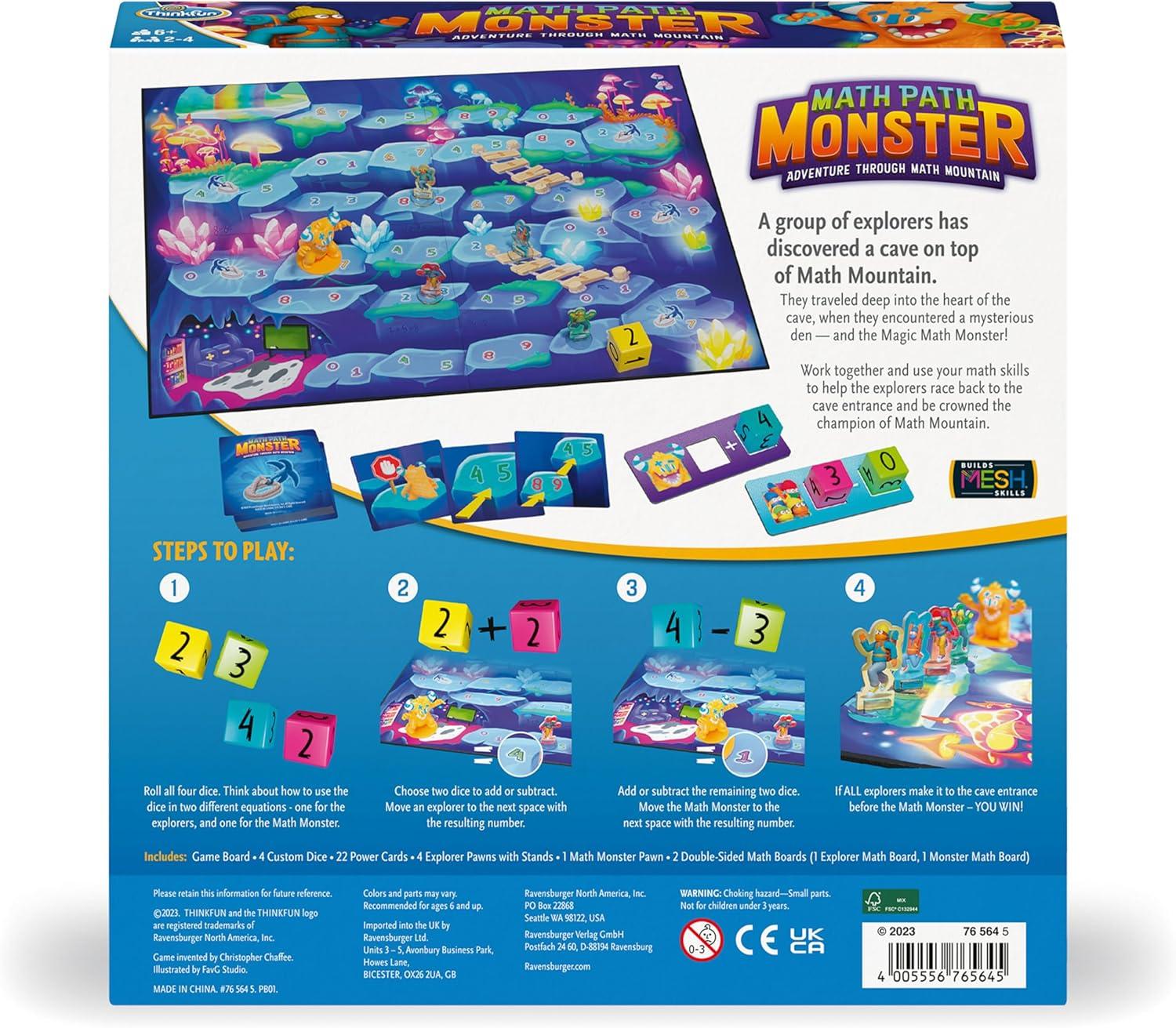 imageThinkFun Math Path Monster Engaging Cooperative Board Game Enhances STEM Skills Fosters Teamwork Exciting Counting Adventure for Kids and Adults MESH Accredited