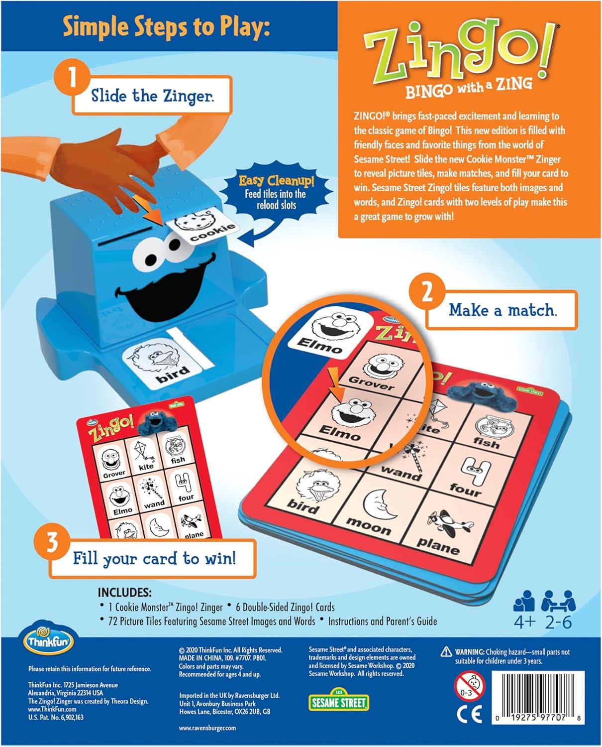 imageThinkFun Sesame Street Zingo Build Language Skills with All Your Favorite Sesame Street Characters for Ages 4ThinkFun Sesame Street Zingo Build Language Skills with All Your Favorite Sesame Street Characters for Ages 4