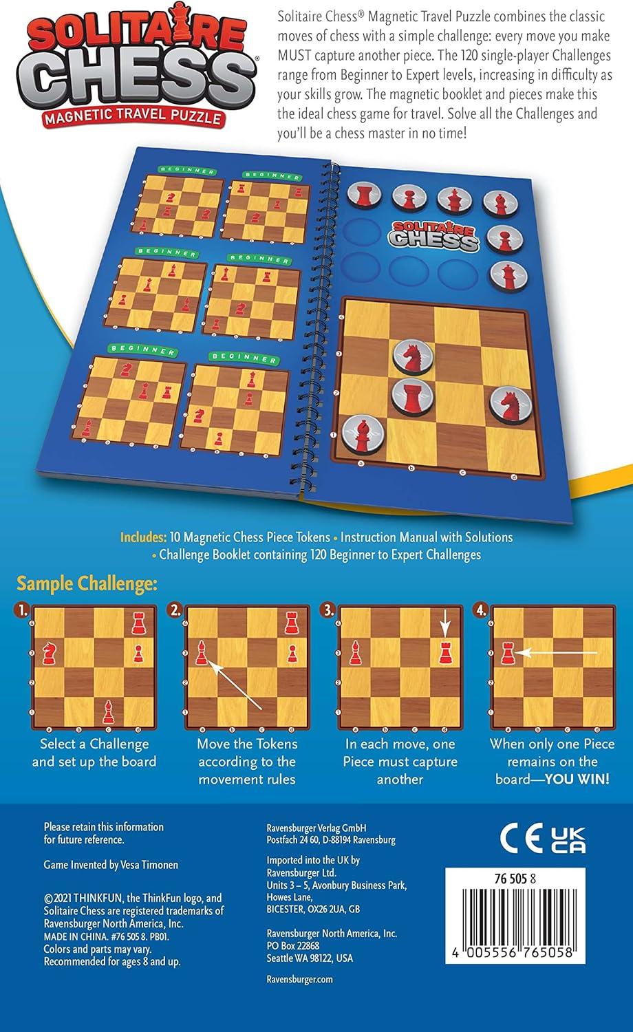 imageThinkFun Solitaire Chess Magnetic Travel Puzzle Engaging Logic Game ampamp STEM Toy for Kids ampamp Adults Enhances ProblemSolving ampamp Strategic Thinking Ideal for Age 8 and Up TravelFriendly Design