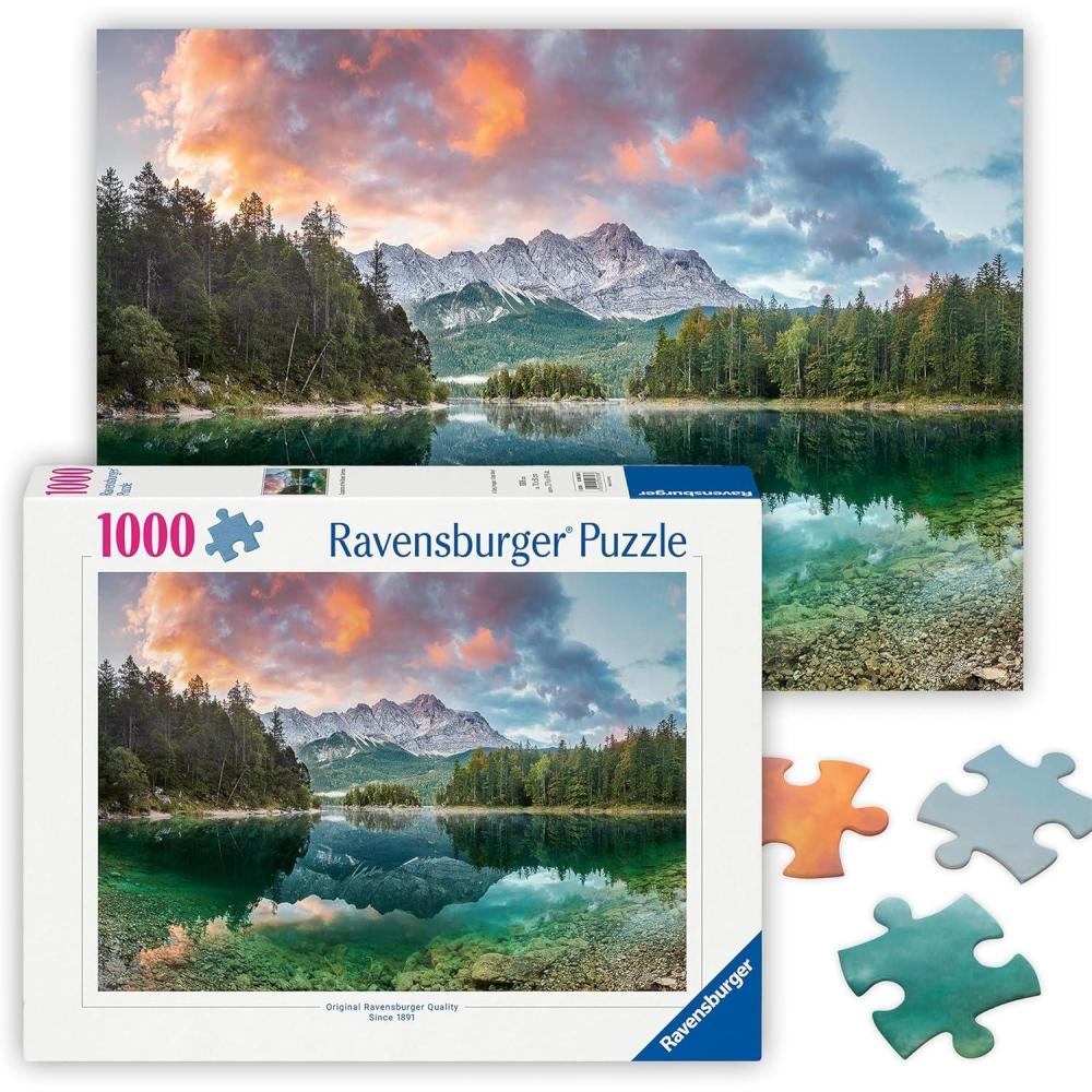 imageRavensburger Eibsee Lake Germany 1000 Piece Jigsaw Puzzle Stunning Peaceful Lake at Sunrise Majestic Mountains ampamp Lush Forest Ideal Gift Frameable Art Puzzles for Adults