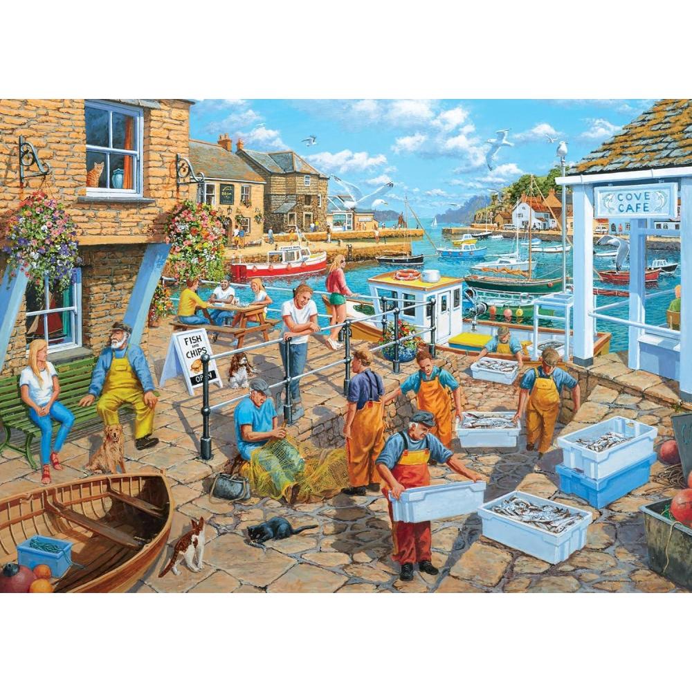 imageRavensburger Fishermans Life 1000 Piece Jigsaw Puzzle Stunning Vivid Colors Inspired Fishing Pier Scene Fish Water Boats Puzzles for Adults