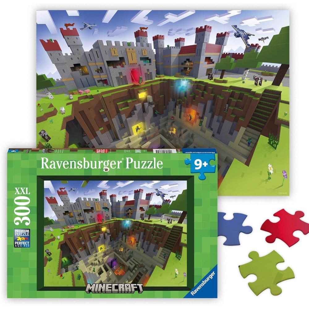 imageRavensburger Minecraft Cutaway 300 Piece Jigsaw Puzzle XXL Pieces for Easier Assembly Exciting Colorful CrossSection Image Premium Quality Ideal Gift ScreenFree Fun Children Age 9