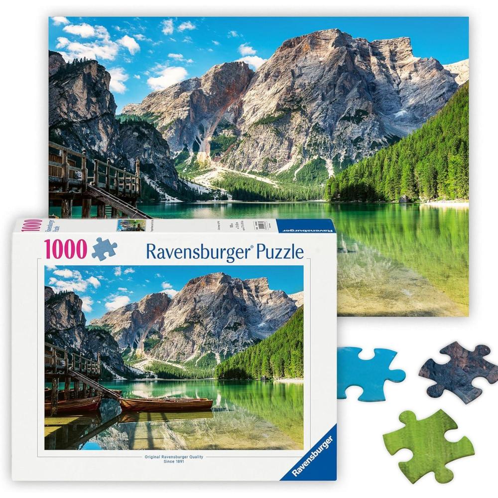 imageRavensburger  Pragser Wildsee Italy  1000 Piece Jigsaw Puzzle  Stunning Peaceful Lake with Rustic Boats  Majestic Mountains ampamp Lush Forest  Ideal Gift  Frameable Art  Puzzles for Adults