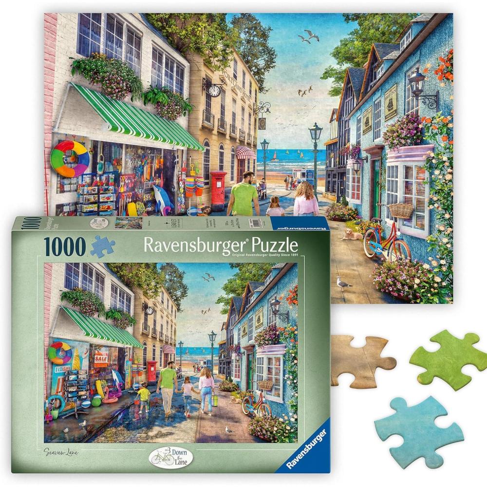 imageRavensburger Seaview Lane 1000 Piece Jigsaw Puzzle Stunning Vivid Colors Inspired Family Scene Quaint Seaside Town Puzzles for AdultsNew Design