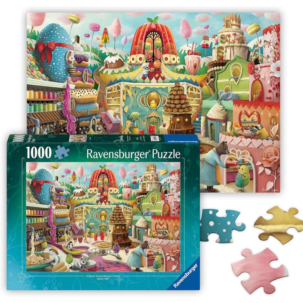imageRavensburger Sweet Street 1000 Piece Jigsaw Puzzle Bold Bright Charming Animals and Incredible Treats Enticing Imagery Frameable Premium Quality Puzzles for Adults