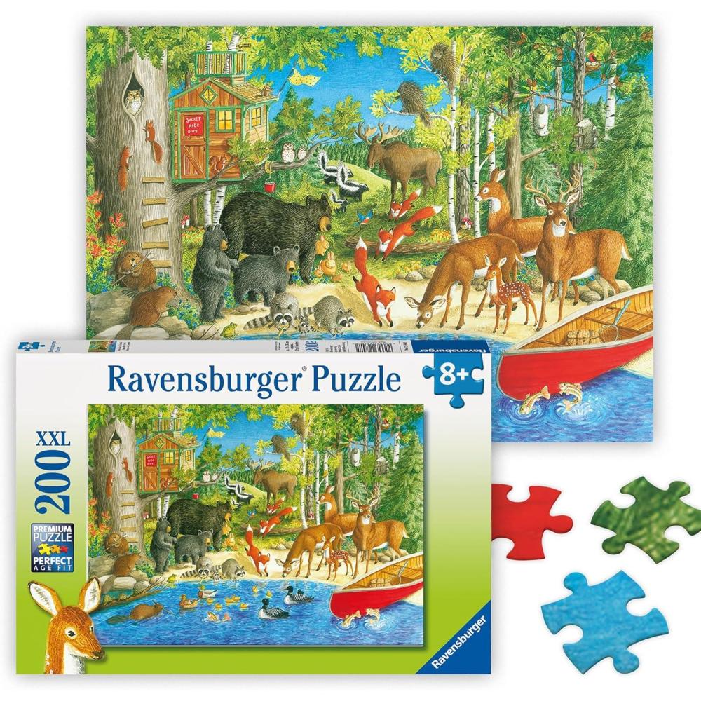 imageRavensburger  Woodland Friends  200 Piece Jigsaw Puzzle  Exciting Imagery of Quaint Animals Swimming and Romping in The Forest  Premium Quality  Ideal Gift  ScreenFree Fun  Children Ages 8Woodland Friends