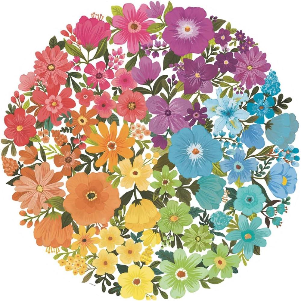 imageRavensburger Circle of Colors Flowers 500 Piece Round Jigsaw Puzzle for Adults and Kids Wooden Puzzle Unique Piece Design Vibrant and GlareFree FSCCertified