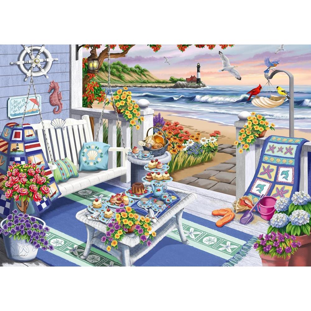 imageRavensburger Cozy Series Seaside Sunshine 300 Piece Large Format Jigsaw Puzzle for Adults and Kids Unique Piece Design Premium Quality Materials FSC Certified Ideal Gift for Puzzle LoversPuzzle