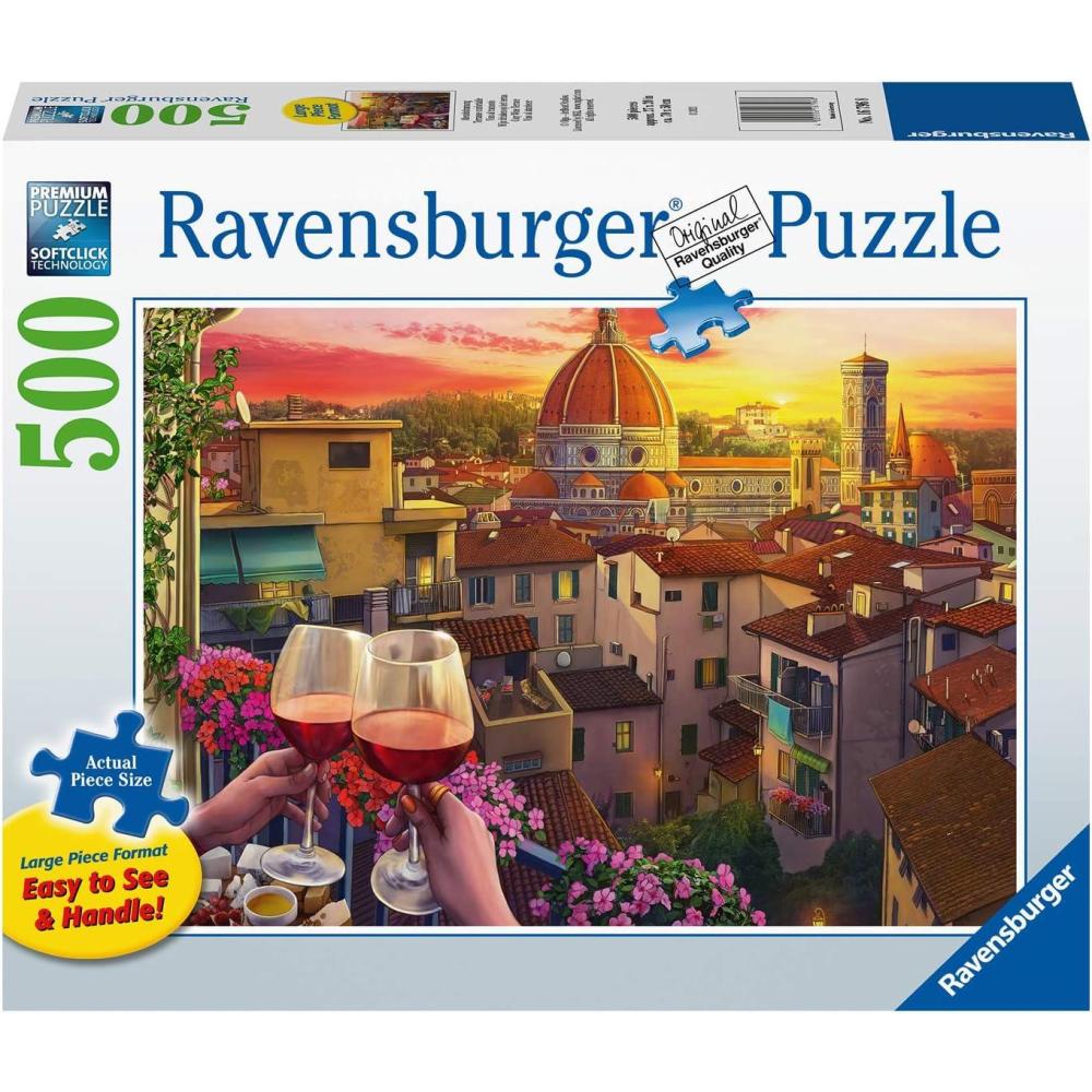 imageRavensburger Cozy Wine Terrace 500 Piece Large Format Jigsaw Puzzle Unique Softclick Technology Premium Matte Finish Ideal for All Ages