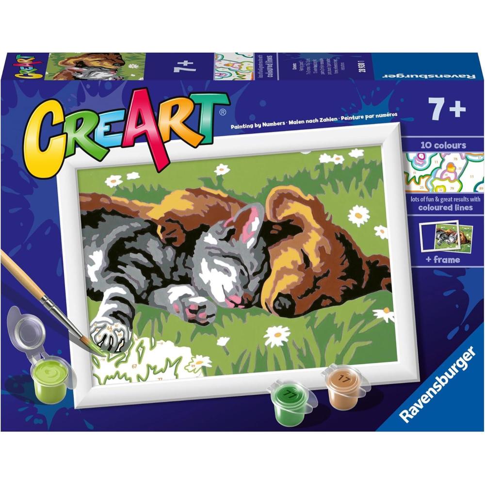 imageRavensburger CreArt Sleeping Cat ampamp Dog Paint by Numbers Kit EasytoUse for Kids Perfect for Home Decor Ideal Gift for Aspiring Artists Ages 7 ampamp Up