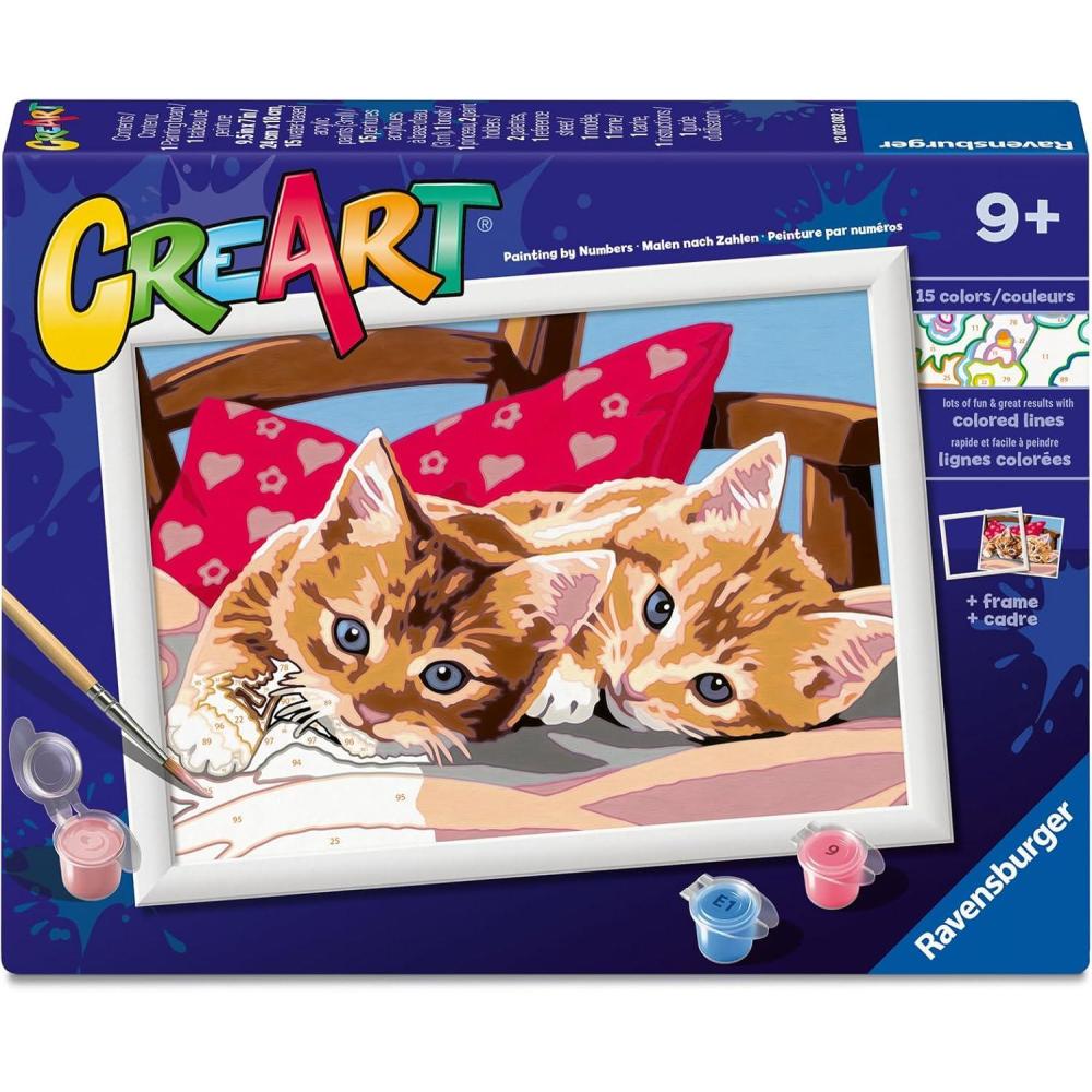 imageRavensburger CreArt Two Cuddly Kids Paint by Numbers Kit for Kids 12023082 Painting Arts and Crafts for Ages 9 and Up