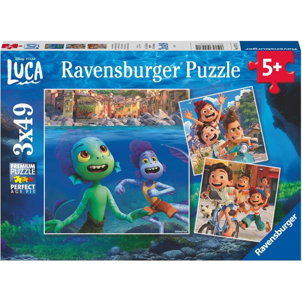 imageRavensburger DisneyPixar Luca 3 x 49 Piece Jigsaw Puzzle Set for Kids 05571 Every Piece is Unique Pieces Fit Together Perfectly