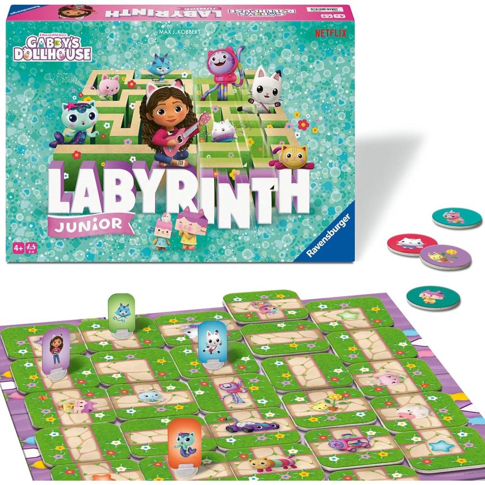 imageRavensburger Gabbys Dollhouse Labyrinth Junior Board Game Engaging Brain Teaser for Kids ampamp Families Classic Moving Maze Puzzle Game Featuring Favorite Gabbys Dollhouse Characters Ages 4
