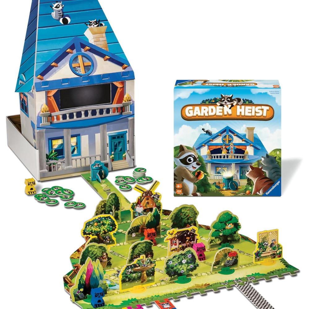 imageRavensburger Garden Heist Board Game for Kids Ages 6 and Up Family Fun Hide and Seek with Raccoons