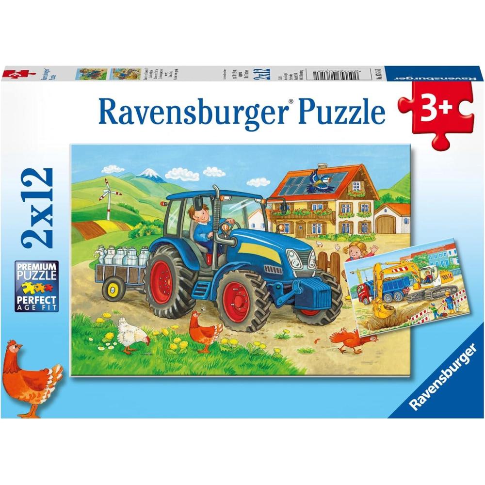 imageRavensburger Hard at Work 2x12 Piece Jigsaw Puzzle SetClassic