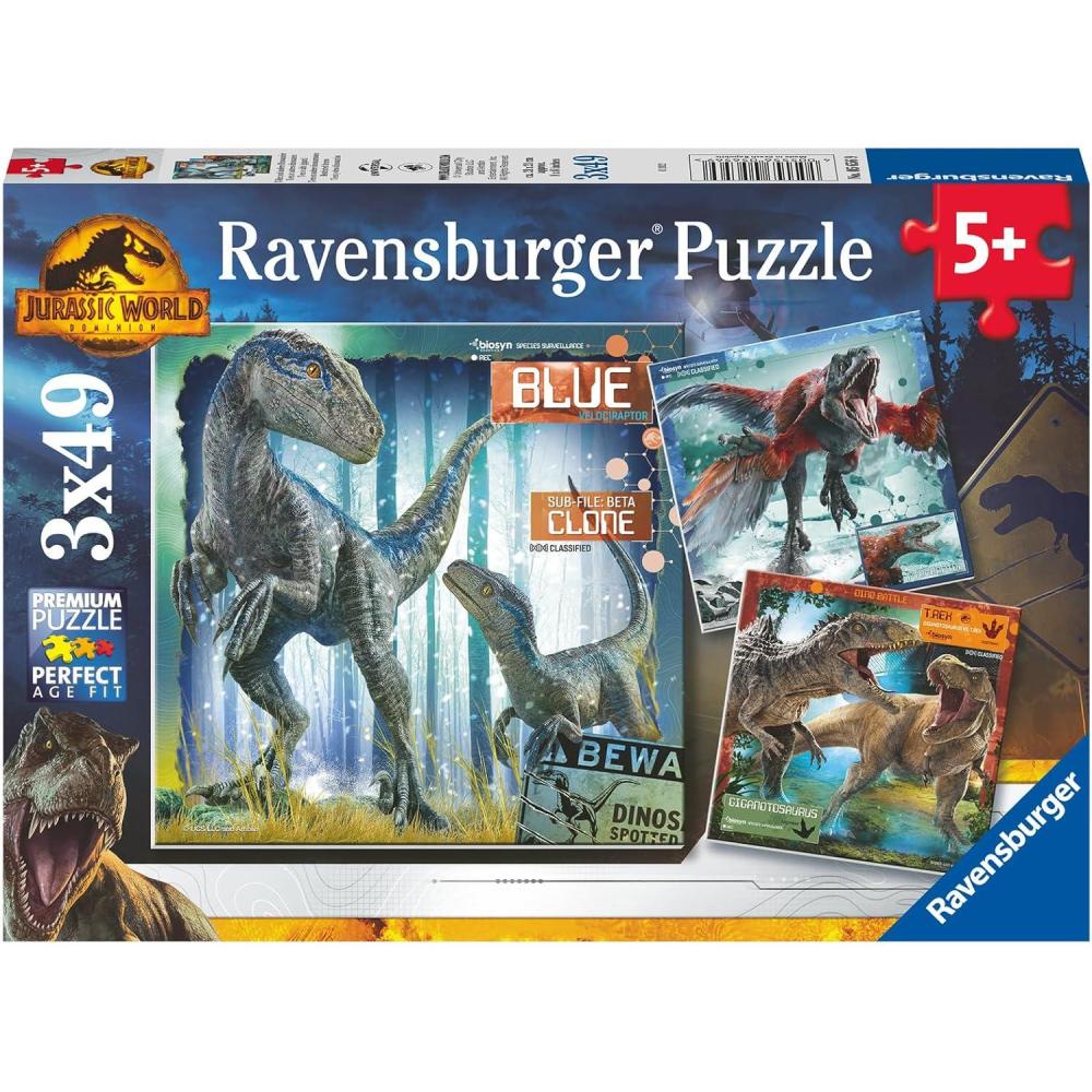 imageRavensburger Jurassic World Dominion 3 x 49 Piece Jigsaw Puzzle Set for Kids ScreenFree Activity Boosts Concentration and Focus