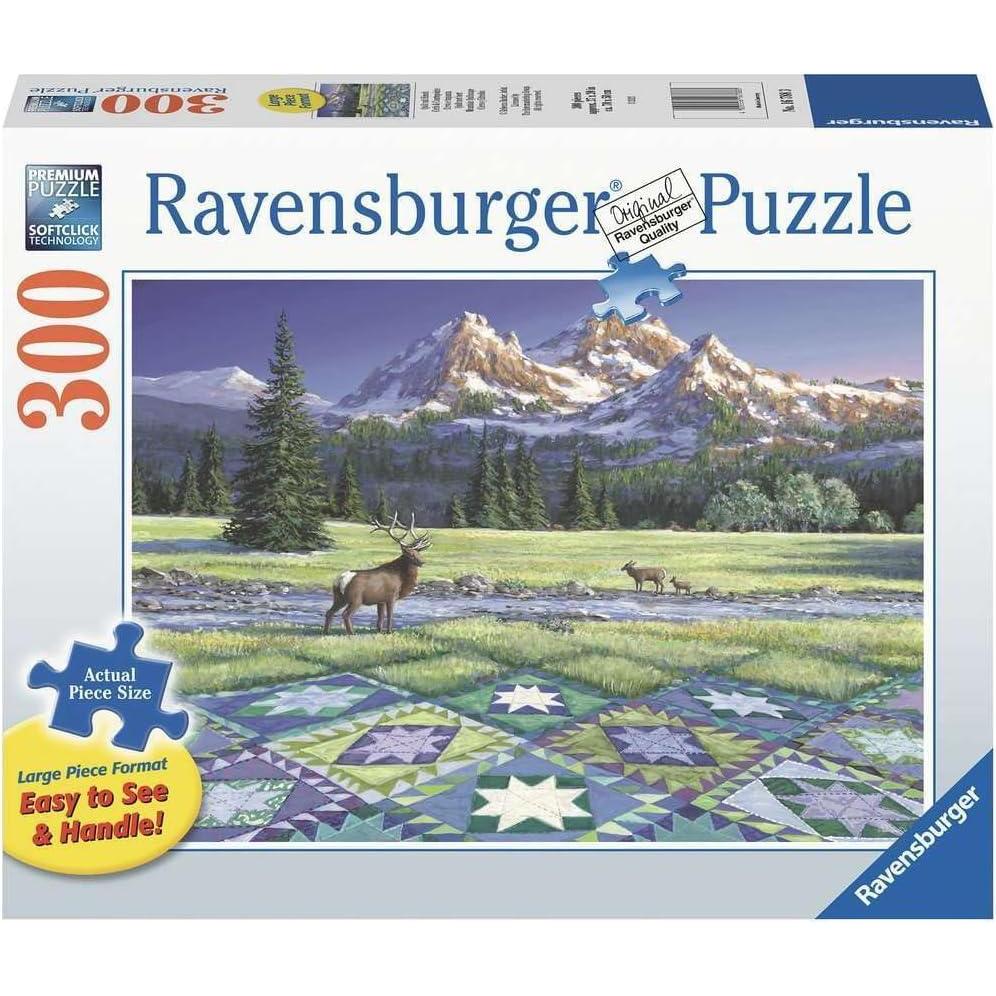 imageRavensburger Mountain Quiltscape 300 Piece Large Format Jigsaw Puzzle for Adults 16788 Every Piece is Unique Softclick Technology Means Pieces Fit Together Perfectly