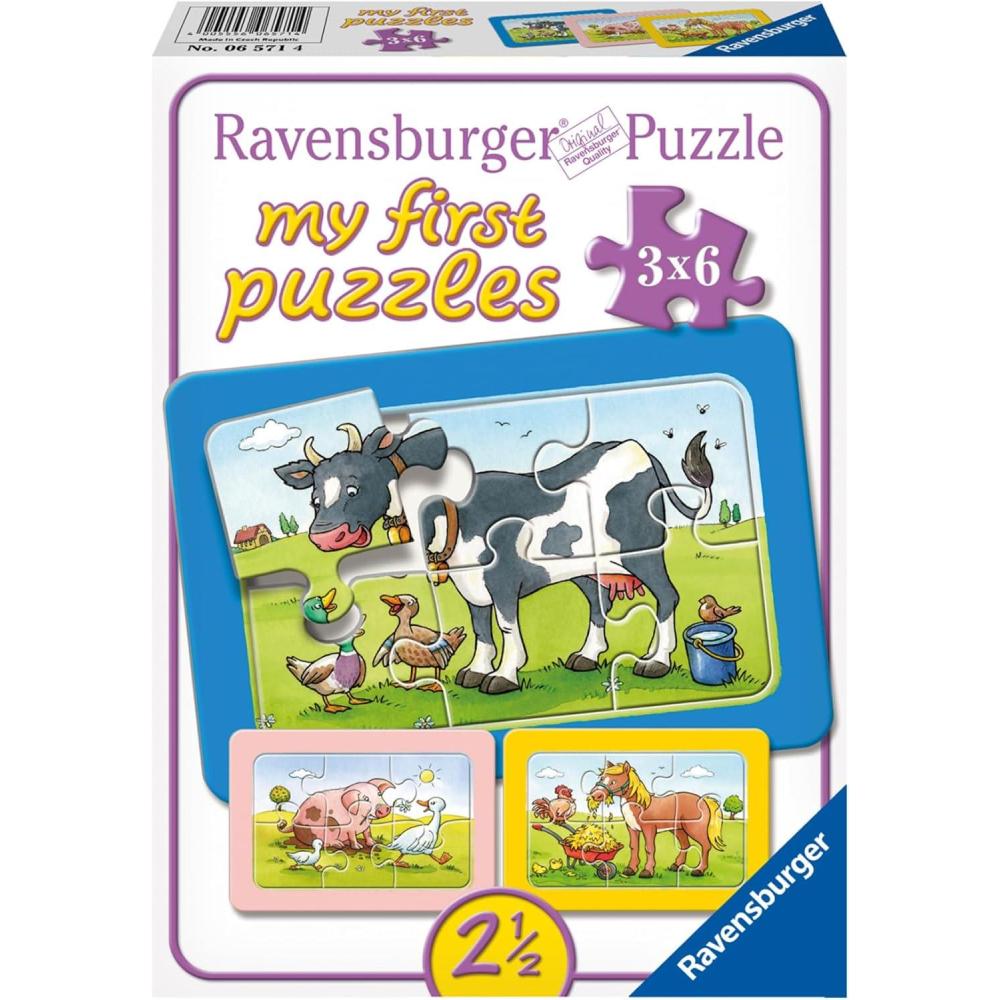 imageRavensburger My First Puzzles Good Animal Friends 3inaBox Toddler Jigsaw Puzzle Set 3 x 6 Pieces Ages 2Good animal lovers