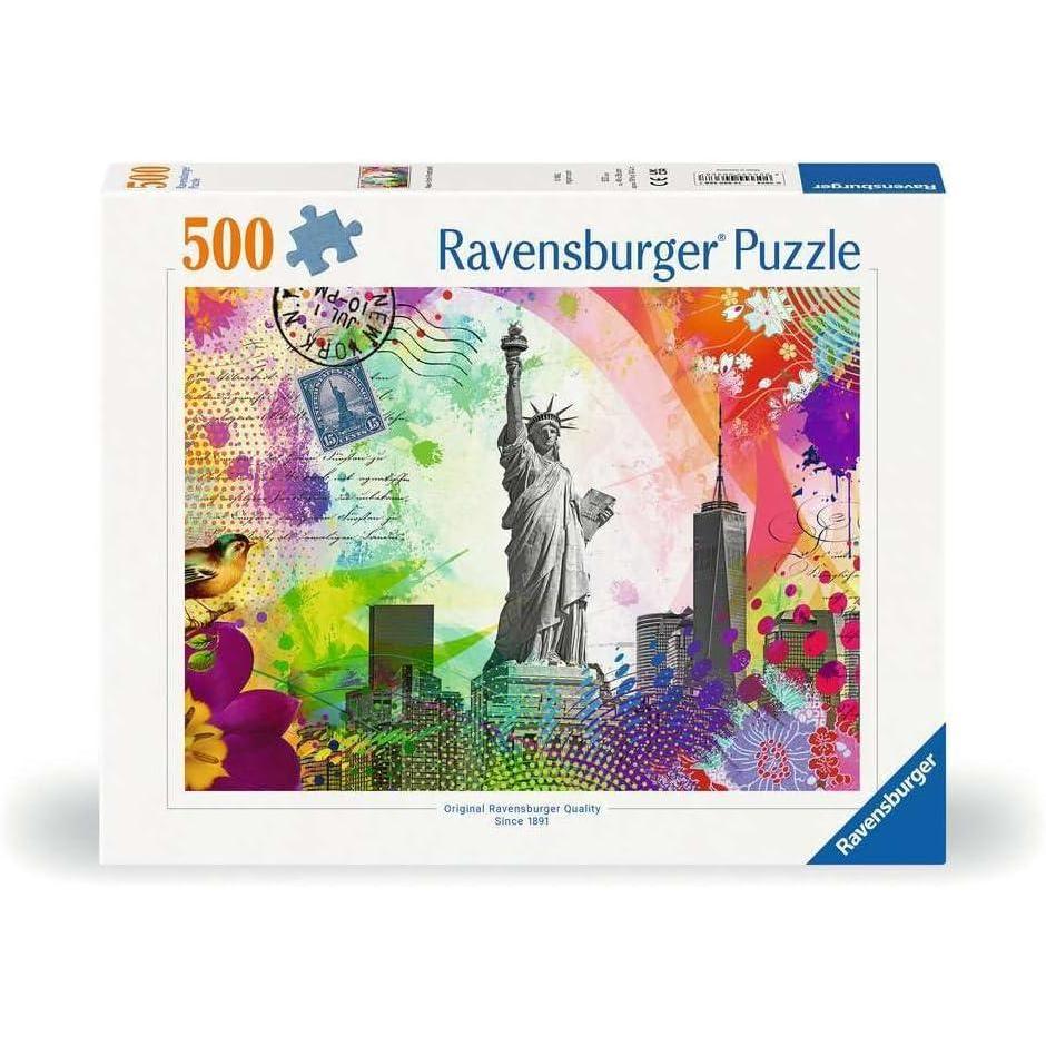 imageRavensburger New York Postcard 500 Piece Jigsaw Puzzle for Adults 12000368 Handcrafted Tooling Made in Germany Every Piece Fits Together Perfectly