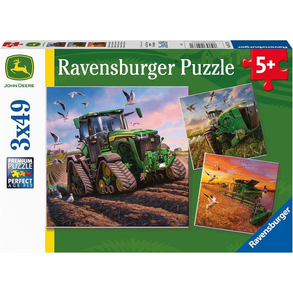 imageRavensburger Seasons of John Deere 3 x 49 Piece Jigsaw Puzzle Set for Kids 05173 Every Piece is Unique Pieces Fit Together Perfectly