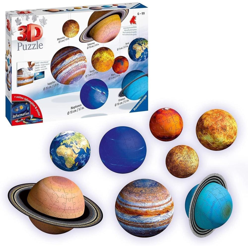 imageRavensburger Solar System 540 Piece 9 Planet 3D Jigsaw Puzzle Set for Kids ampamp Adults Easy Click Technology Durable Material MESH AccreditedSolar System