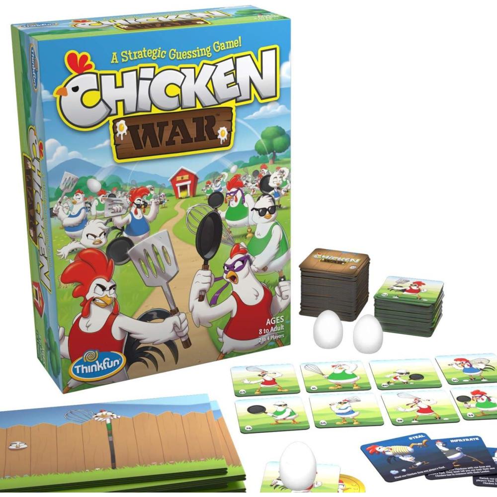 imageThinkFun Chicken War Game A Strategic Board Game with a Fun Theme and Hilarious Artwork Perfect for Game Nights