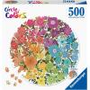 Ravensburger Circle of Colors: Flowers 500 Piece Round Jigsaw Puzzle for Adults and Kids Wooden Puzzle | Unique Piece Design | Vibrant and Glare-Free | FSC-Certified