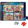Ravensburger – Happy Days Work Day Memories – 4 x 500 Piece Jigsaw Puzzle – Bold Colors and Intricate Details of Work Lives from Yesteryear – Premium Quality – Puzzles for Adults(Single)