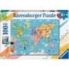 Ravensburger – World Map – 100 Piece Jigsaw Puzzle – XXL Pieces for Easy Assembly – Exciting, Bold and Colorful Imagery of Our World – Premium Quality – Ideal Gift – Screen-Free Fun – Children Age 6+