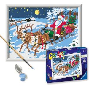 Ravensburger – CreArt – Night Before Christmas – Paint by Number Kit – Exciting Scene with Santa in his Sleigh and Reindeer – Premium Paints for That Magical Quality – Ages 7+