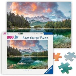 Ravensburger – Eibsee Lake, Germany – 1000 Piece Jigsaw Puzzle – Stunning, Peaceful Lake at Sunrise – Majestic Mountains & Lush Forest – Ideal Gift – Frameable Art – Puzzles for Adults
