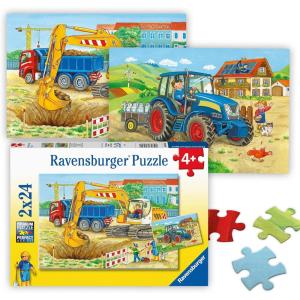 Ravensburger – Farm and Construction Site – 24 Piece Jigsaw Puzzle 2 Pack – Bold & Colorful Construction Site, and Work on The Farm – Premium Quality – Ideal Gift – Screen-Free Fun – Children Age 4+