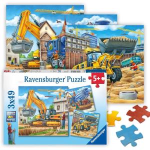 Ravensburger – Large Construction Vehicles – 49 Piece Jigsaw Puzzle 3 Pack Set – Bright Loaders, Trucks & More – Larger Pieces – Premium Quality – Ideal Gift – Screen-Free Fun – Children Age 5+