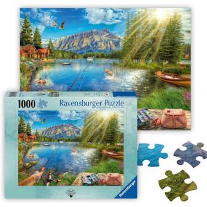 Ravensburger – Life at The Lake – 1000 Piece Jigsaw Puzzle – Stunning Imagery of The Favorite Fishing Spot – Vibrant Colors – Frameable – Premium Quality – Puzzles for Adults