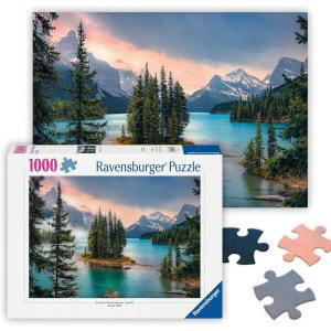 Ravensburger – Maligne Lake, Canada – 1000 Piece Jigsaw Puzzle – Featuring Stunning Mountains, Vivid Water, Evergreens & More – Frameable – Premium Quality – Puzzles for Adults(New)