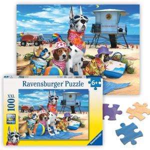 Ravensburger – No Dogs on The Beach – 100 Piece Jigsaw Puzzle – Hilarious Beach Scene of Dogs Dressed for Seaside – Bold Colors – Premium Quality – Ideal Gift – Screen-Free Fun – Children Age 6+(Jigsaw Puzzle)