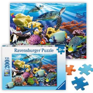 Ravensburger – Ocean Turtles – 200 Piece Jigsaw Puzzle – Stunning, Bold Ocean Scene – Bright Image of Turtles, Coral & Sea Creatures – Premium Quality – Ideal Gift – Screen-Free Fun – Children Ages 8+
